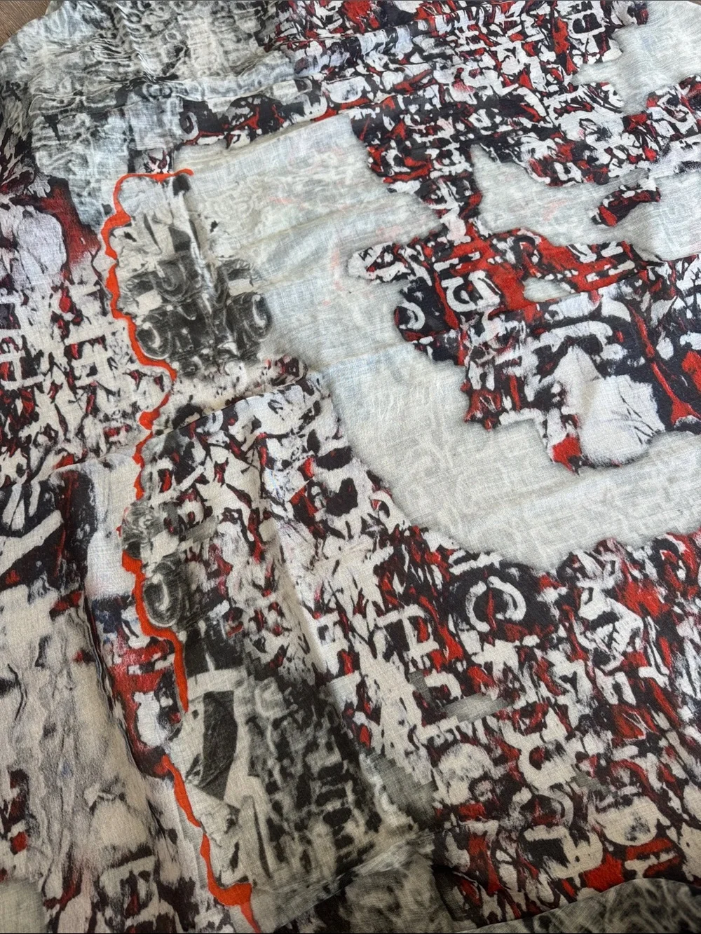 Lightweight Red & Gray Patterned Women's Scarf